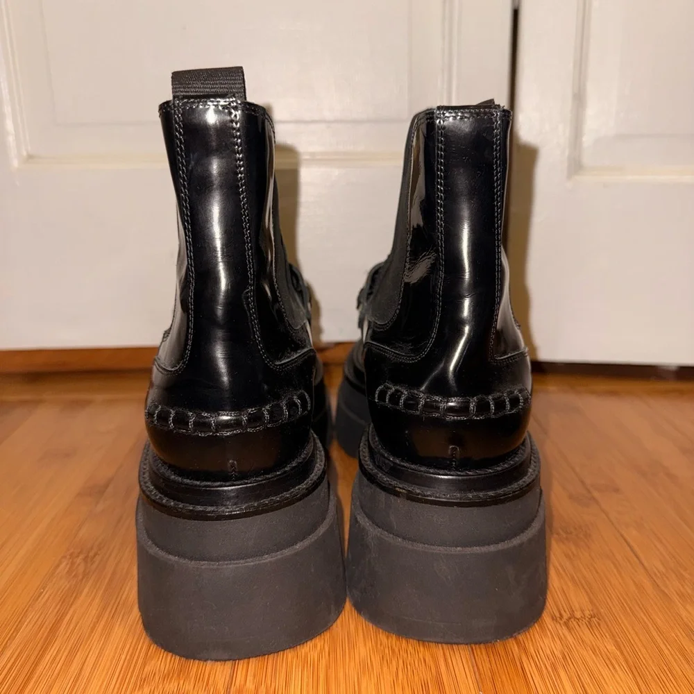 Alexander Wang Carter platform ankle boots in black leather - Picture 9 of 11